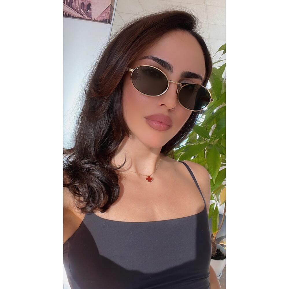 NEW Prada PR65ZS Oval Sunglasses in Gold Green - Picture 9 of 10